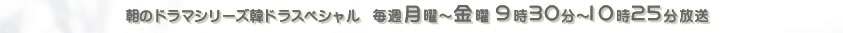 プランダン 不汗党 朝のドラマシリーズ韓ドラスペシャル 毎週月曜～金曜 9時30分～10時25分放送