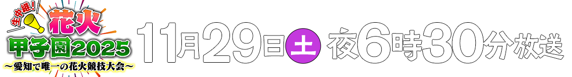 生中継！花火甲子園2025　～愛知で唯一の花火競技大会～ 2025年11月29日（土）夜6時30分からテレビ愛知で放送