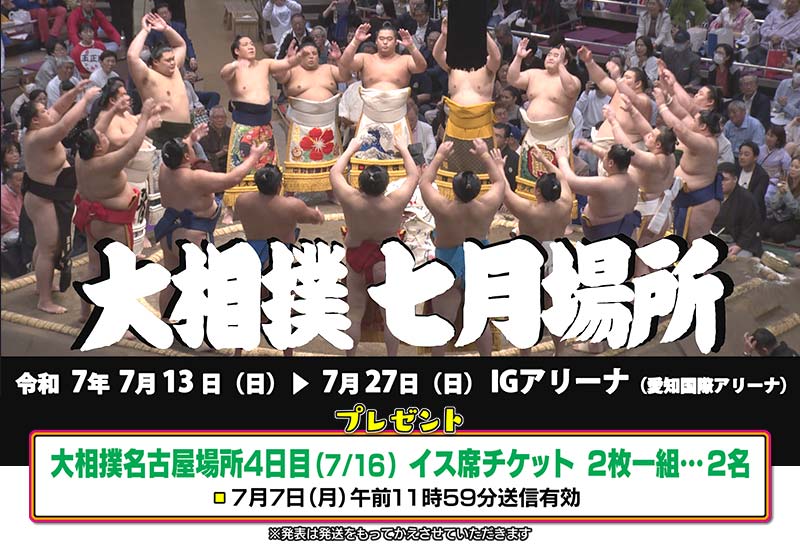 大相撲名古屋場所4日目（7/16）イス席チケット2枚一組…2名様